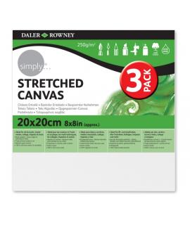 Daler Rowney Simply Pack de 3 Bastidores Entelados- 20x20cm - Imprimacion Triple - Grano Medio - 100% Algodon sin Acido - 250g -