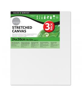 Daler Rowney Simply Pack de 3 Bastidores Entelados- 24x30cm - Imprimacion Triple - Grano Medio - 100% Algodon sin Acido - 250g -