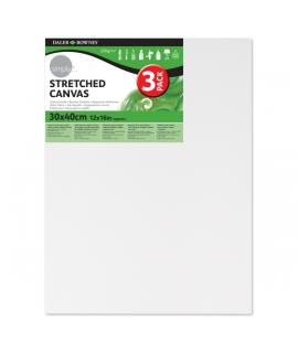Daler Rowney Simply Pack de 3 Bastidores Entelados- 30x40cm - Imprimacion Triple - Grano Medio - 100% Algodon sin Acido - 250g -