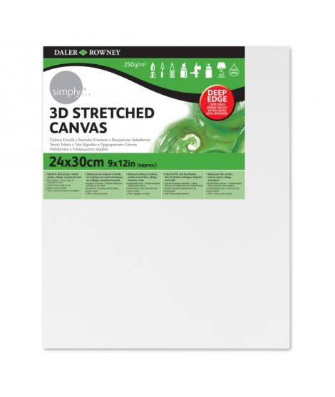 Daler Rowney Simply Bastidor Entelado 3D - 24x30cm - Imprimacion Triple - Grano Medio - 100% Algodon sin Acido - 250g - Color Bl