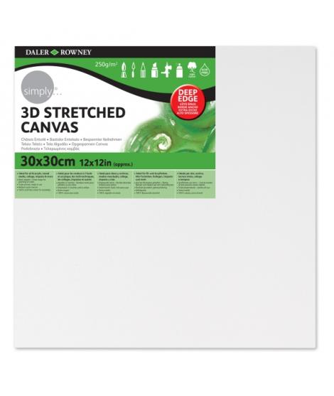 Daler Rowney Simply Bastidor Entelado 3D - 30x30cm - Imprimacion Triple - Grano Medio - 100% Algodon sin Acido - 250g - Color Bl