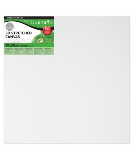 Daler Rowney Simply Bastidor Entelado 3D - 50x50cm - Imprimacion Triple - Grano Medio - 100% Algodon sin Acido - 250g - Color Bl