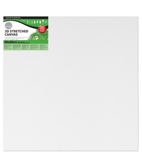 Daler Rowney Simply Bastidor Entelado 3D - 60x60cm - Imprimacion Triple - Grano Medio - 100% Algodon sin Acido - 250g - Color Bl