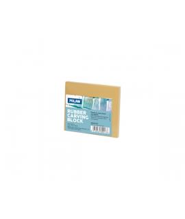 Milan Rubber Carving Block Plancha de Grabado - Caucho Suave - Formato S - 9x7.8x0.7cm - Color Marron