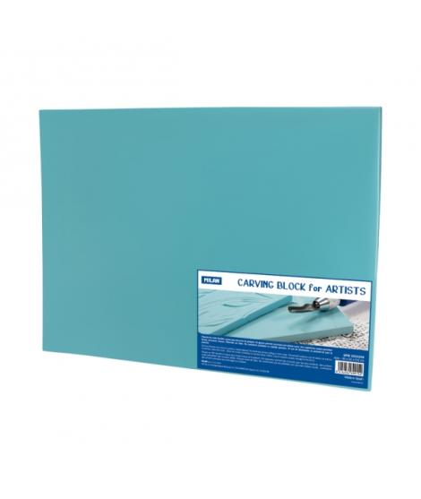 Milan Carving Block Plancha de Grabado - Vinilo Flexible - Formato XL - 30x22x0.6cm - Color Azul