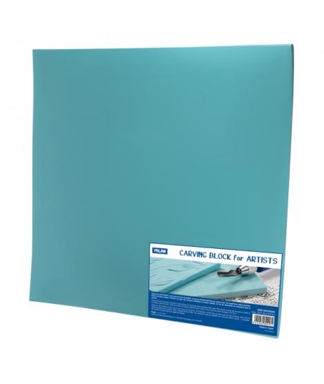 Milan Carving Block Plancha de Grabado - Vinilo Flexible - Formato XXL - 30x30x0.6cm - Color Azul