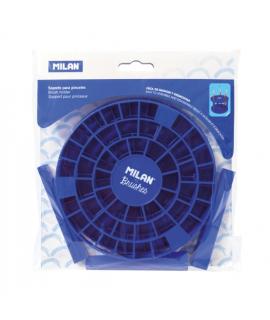 Milan Soporte para Pinceles con 49 Agujeros - Desmontable - 3 Patas - 14.5x10cm - Color Azul Marino