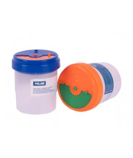 Milan Vaso para Limpieza de Pinceles - Antivuelco con Tapa - Transparente - Color Transparente
