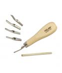 Milan Pack de 5 Gubias para Grabado - Hojas y Puntas Sutridas - Ergonomico - Color Madera Claro