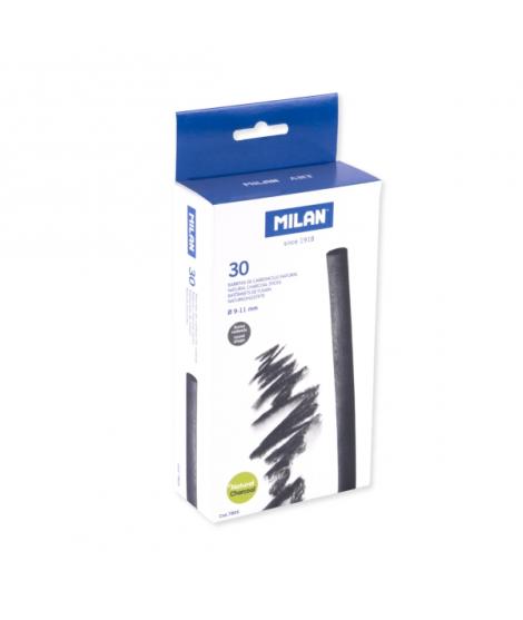 Milan Pack de 30 Barritas de Carboncillo - Natural - Redondo de 9-11mm - Color Negro