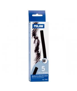 Milan Pack de 5 Barritas de Carboncillo - Natural - Cuadrado 10x10mm - Color Negro
