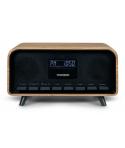 Thomson RT850BT Altavoz Retro Bluetooh - Radio Reloj Despertador - Potencia musical 30W - Color Madera/Negro