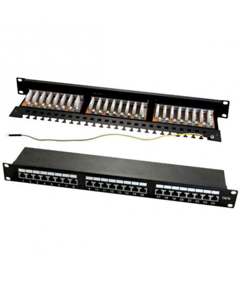 WP Patch Panel de 24 Puertos RJ45 Cat. 6A STP 1U - Color Negro