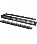 WP Patch Panel de 24 Puertos RJ45 CAT6A UTP - 1U Modular sin Herramientas - Color Negro