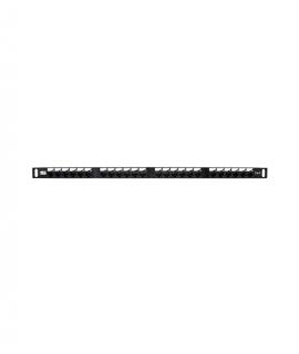 WP Patch Panel de 24 Puertos RJ45 CAT6 UTP - 0.5U IDC de Alta Densidad - Color Negro