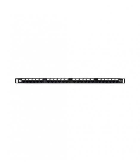 WP Patch Panel de 24 Puertos RJ45 CAT6 UTP - 0.5U IDC de Alta Densidad - Color Negro