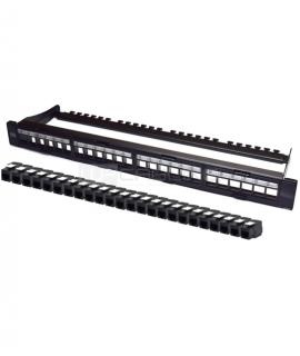 WP Patch Panel de 24 Puertos RJ45 CAT6 UTP - 1U Modular sin Herramientas - Color Negro