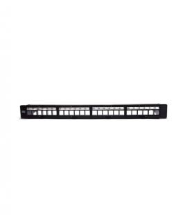 WP Patch Panel de 24 Puertos RJ45 CAT6 STP - 1U Keystone Modular - Color Negro