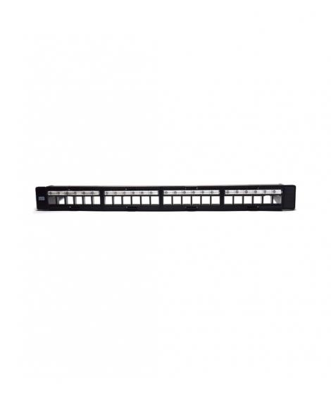 WP Patch Panel de 24 Puertos RJ45 CAT6 STP - 1U Keystone Modular - Color Negro