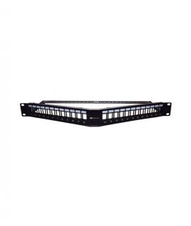 WP Patch Panel de 24 Puertos RJ45 CAT6 UTP - 1U Keystone Angulado - Color Negro