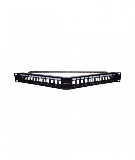 WP Patch Panel de 24 Puertos RJ45 CAT6 UTP - 1U Keystone Angulado - Color Negro