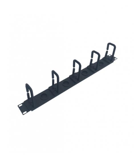 WP Guia 1U Cableado con 5 Anillos - Plastico - sin Tapa - 490x15x55mm - Color Negro