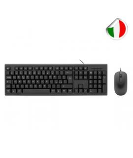 Coolbox COO-KTR-02UIT Pack USB Teclado 105 Teclas - QWERTY Italiano + Raton 3 Botones - Uso Ambidiestro - Color Negro