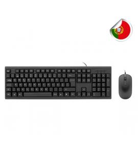 Coolbox COO-KTR-02UIT Pack USB Teclado 105 Teclas - QWERTY Portugues + Raton 3 Botones - Uso Ambidiestro - Color Negro