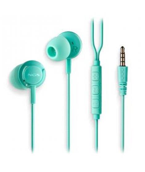 NGS CROSS DRIFT Auriculares Intraurales con Microfono - Jack 3.5mm - Boton Multifuncion - Color Verde