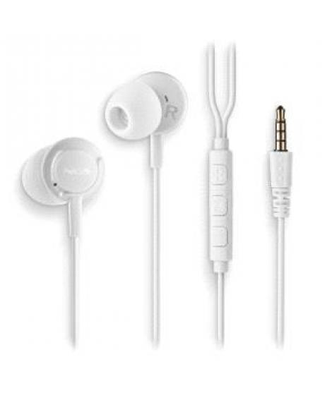 NGS CROSS DRIFT Auriculares Intraurales con Microfono - Jack 3.5mm - Boton Multifuncion - Color Blanco