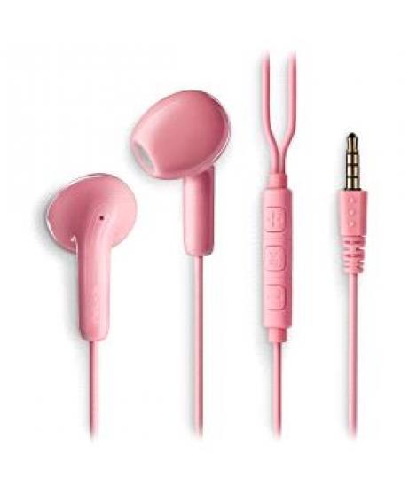 NGS CROSS FLIP Auriculares Intraurales con Microfono - Jack 3,5mm - Boton Multifuncion - Color Rosa