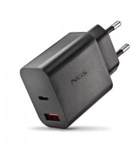 NGS ERA 20W Cargador de Pared Ultrarrapido GaN - 1 USB-C y 1 USB-A - Color Negro