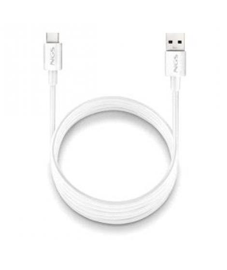 NGS ZYRO-AC Cable USB-C a USB-A - Cargar Rapida - 480 Mbps - 15W - 1 Metro - Color Blanco