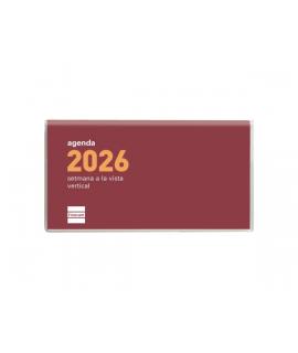 Finocam Coctel Agenda Plana en Catalan - Anual 2026 - Formato Pl1 - 121x6x6mm - Semana Vista en Vertical - Color Burdeos