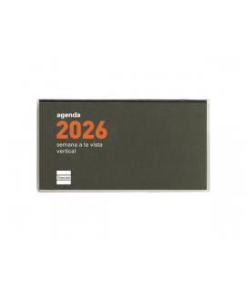 Finocam Min Agenda Plana - Anual 2026 - Formato Pl1 - 121x6x67mm - Semana Vista en Vertical - Color Verde Oscuro