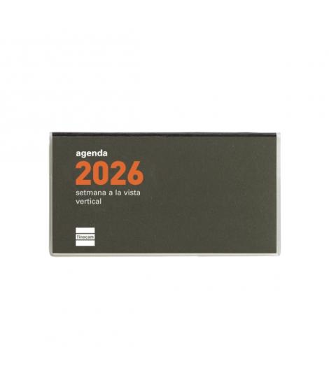 Finocam Min Agenda Plana en Catalan - Anual 2026 - Formato Pl1 - 121x6x67mm - Semana Vista en Vertical - Color Verde Oscuro