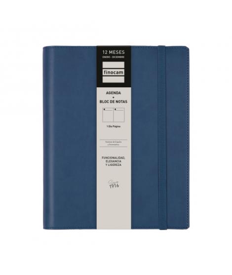Finocam Duoband Agenda - Anual 2026 - Bloc de Notas - Formato E10 - 176x28x226mm - 1 Dia por Pagina - Color Azul