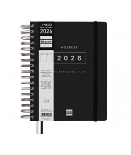 Finocam Tempus Agenda de Espiral - Anual 2026 - Tapa Extradura - Cierre de Goma - Formato 1/4 - 157x217mm - 1 Dia por Pagina - C