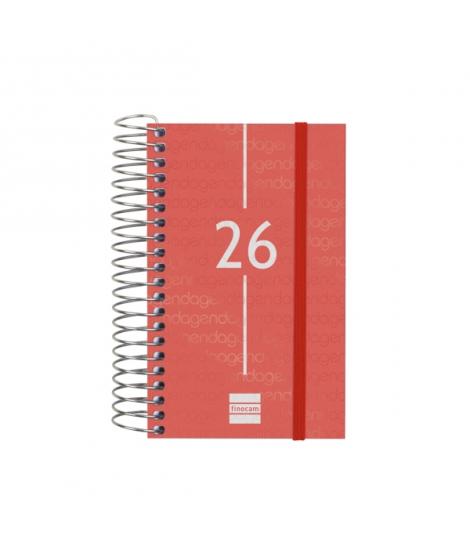 Finocam Year Agenda de Espiral - Anual 2026 - Tapa Ligera - Formato E3 - 95x24x127mm - 1 Dia por Pagina - Color Rojo
