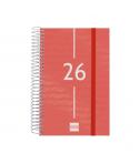 Finocam Year Agenda de Espiral - Anual 2026 - Tapa Ligera - Formato E5 - 135x24x181mm - 1 Dia por Pagina - Color Rojo