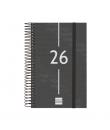 Finocam Year Agenda de Espiral - Tapa Ligera - Formato E5 - 135x24x181mm - 1 Dia por Pagina - Color Negro