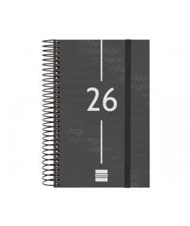 Finocam Year Agenda de Espiral - Tapa Ligera - Formato E5 - 135x24x181mm - 1 Dia por Pagina - Color Negro