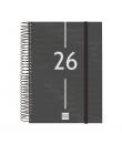 Finocam Year Agenda de Espiral - Anual 2026 - Tapa Ligera - Formato E10 - 175x29x212mm - 1 Dia por Pagina - Color Negro