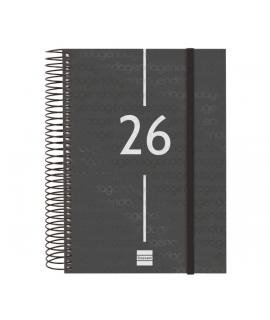 Finocam Year Agenda de Espiral - Anual 2026 - Tapa Ligera - Formato E10 - 175x29x212mm - 1 Dia por Pagina - Color Negro
