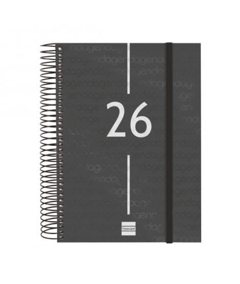 Finocam Year Agenda de Espiral - Anual 2026 - Tapa Ligera - Formato E10 - 175x29x212mm - 1 Dia por Pagina - Color Negro