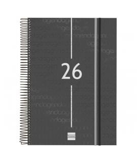 Finocam Year Agenda de Espiral - Tapa Ligera - Formato E40 - 230x29x297mm - 1 Dia por Pagina - Color Negro