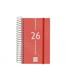 Finocam Year Agenda de Espiral en Catalan - Anual 2026 - Tapa Ligera - Formato E3 - 95x24x127mm - 1 Dia por Pagina - Color Rojo