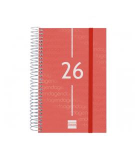 Finocam Year Agenda de Espiral en Catalan - Anual 2026 - Tapa Ligera - Formato E5 - 135x24x181mm - 1 Dia por Pagina - Color Rojo