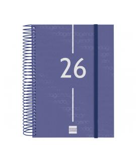 Finocam Year Agenda de Espiral en Catalan - Anual 2026 - Tapa Ligera - Formato E10 - 175x29x212mm - 1 Dia por Pagina - Color Azu