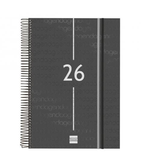 Finocam Year Agenda de Espiral en Catalan - Tapa Ligera - Formato E40 - 230x29x297mm - 1 Dia por Pagina - Color Negro
